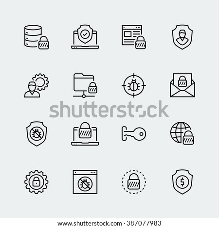 Thin line icon set. Icons for web, data, personal and other protection and security