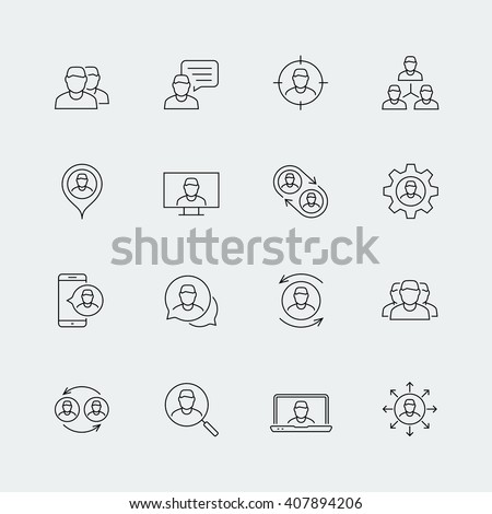 Person, people, personnel, staff related vector icon set in thin line style