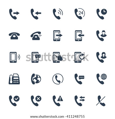 Phone communication and calls vector icon set