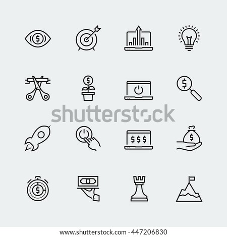 Start-up vector icon set in thin line style