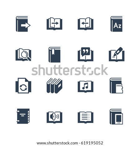 Ereader interface related vector icon set