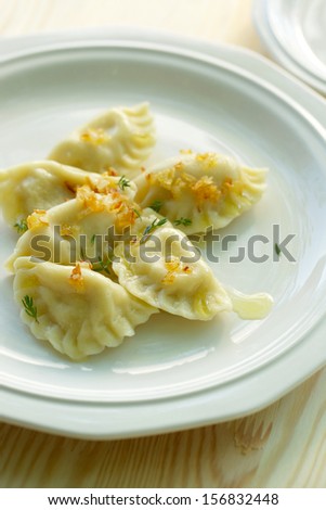 Dumplings with curd cheese and potato filling