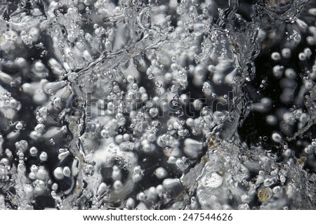 transparent ice surface where we can see water droplets trapped by ice
