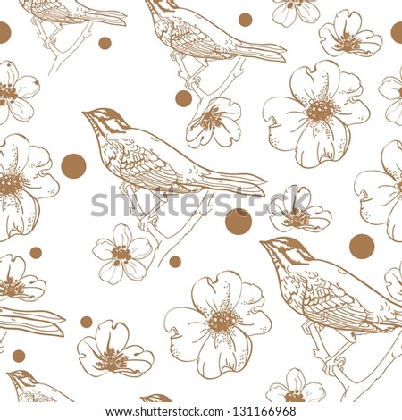 pattern with birds and flowers