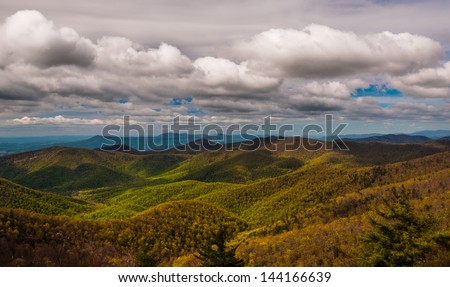 Clouds over the Blue Ridge Mountains, seen from Blackrock Summit, Shenandoah National Park, Virginia.