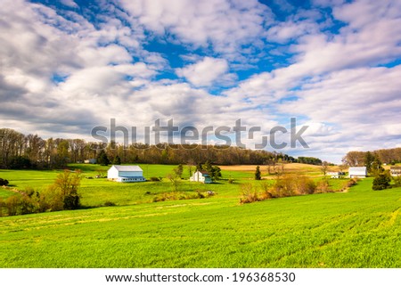 View of farms in rural York County, Pennsylvania.