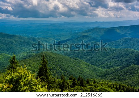 View of the Appalachians from Devils Courthouse, near the Blue Ridge Parkway in North Carolina.
