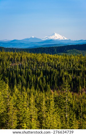 View of Mount Jefferson, from Tom, Dick, and Harry Mountain, in Mount Hood National Forest, Oregon.