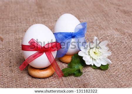 Two eggs placed on bread rings