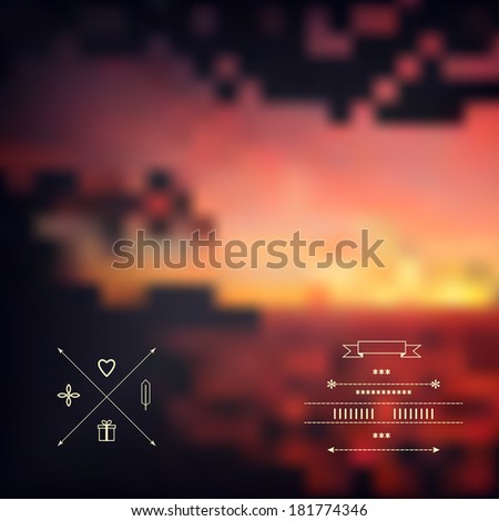 Vector ocean, blurred landscape, interface template. Corporate website design.  Minimalistic web multifunctional media backdrop. Blurry.Unfocused. Ocean. Sunset. Background