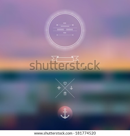 Vector ocean, blurred landscape, interface template. Corporate website design.  Minimalistic web multifunctional media backdrop. Blurry.Unfocused. Ocean. Sunset.