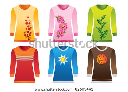 Set of colorful vector T-shirts with graphics for men and women