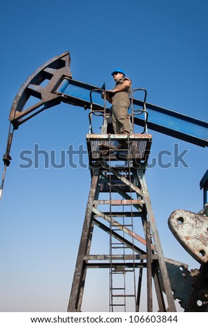 Oil worker check oil pump