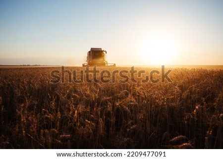 Image, Stock Photo Harvester combine working in the field