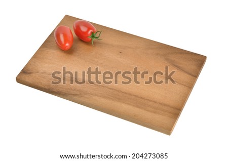 Small breakfast board of wood with decoration on white