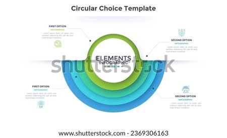 Circular choice diagram. Concept of four market opportunities, aims or goals of marketing strategy. Corporate infographic design template. Simple flat vector illustration for business data analysis.
