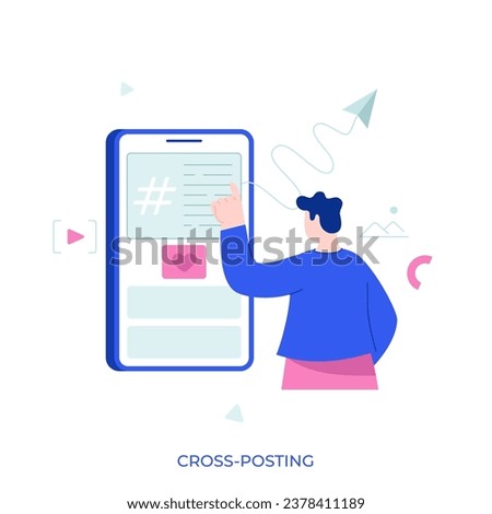 Cross-posting abstract concept vector illustration. Digital marketing, online platform, post planner, social media cross posting, link sharing, smm, repost, post promotion abstract metaphor.