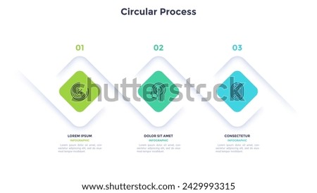 Informative rectangular process infographic chart for digital technology demonstration. Privacy online infochart with thin line icons. Instructional graphics with 3 steps sequence design for web pages