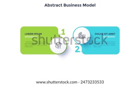 Abstract business model with 2 options for choice infographic template. Concept of two steps of commercial startup development. Minimal color flat vector illustration for data visualization, report