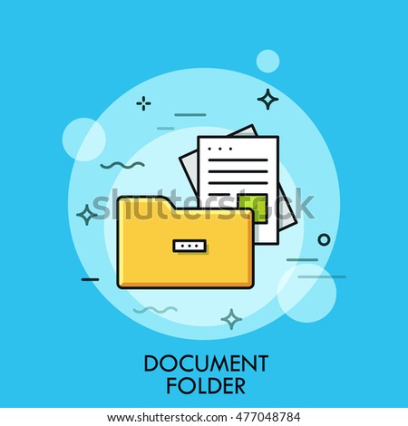 Document folder, flat design thin line banner, usage for e-mail newsletters, web templates, headers, blog posts, print and more