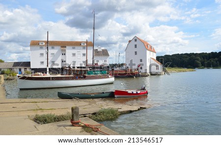 WOODBRIDGE, SUFFOLK, ENGLAND - AUGUST 24, 2014: Woodbridge Tide Mill and Dock the Tide Mill is now a working museum