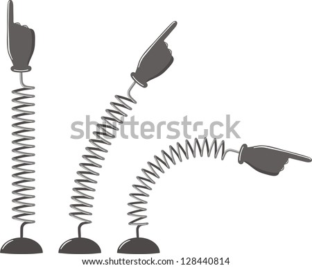 Hands with pointing finger on springs. Vector illustration