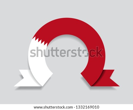 Bahrain flag rounded ribbon abstract background. Vector illustration.