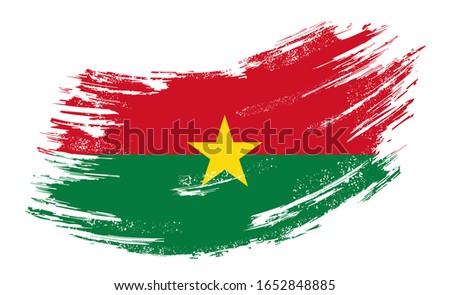 Burkina Faso flag grunge brush background. Vector illustration.