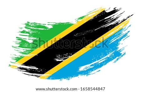 Tanzanian flag grunge brush background. Vector illustration.