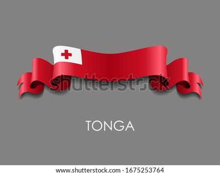 Tonga flag wavy ribbon background. Vector illustration.