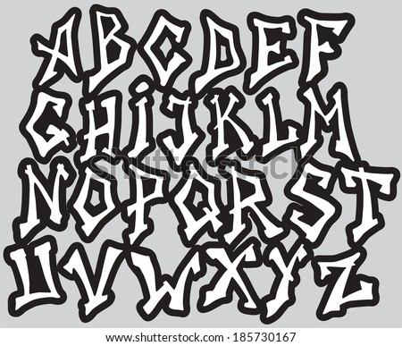 Graffiti Font Alphabet Different Letters. Vector Illustration ...