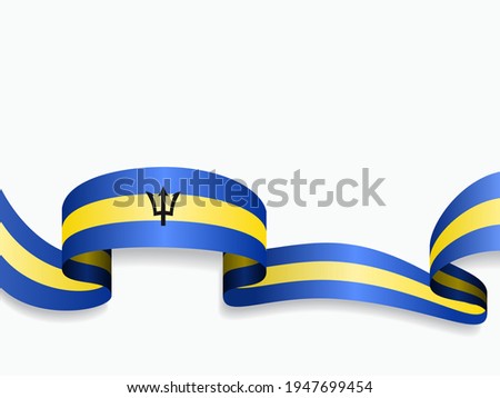 Barbados flag wavy abstract background. Vector illustration.