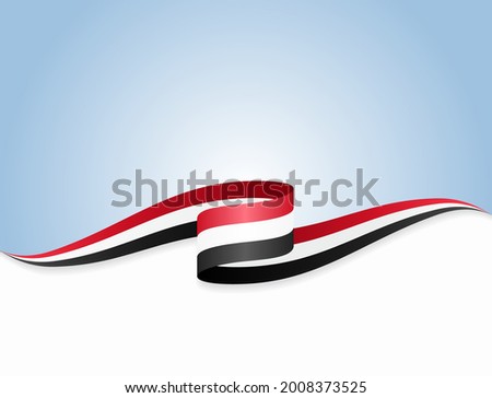 Yemeni flag wavy abstract background. Vector illustration.