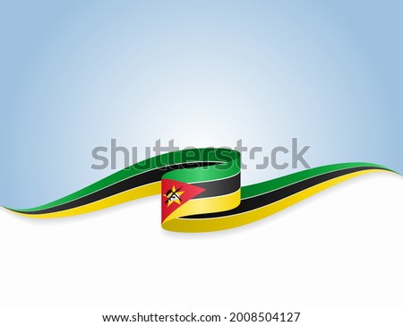 Mozambique flag wavy abstract background. Vector illustration.