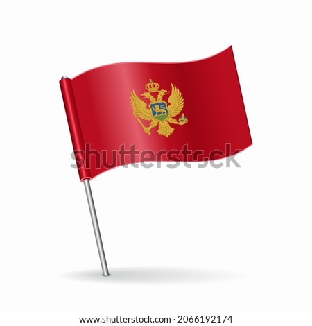 Montenegrian flag map pointer layout. Vector illustration.
