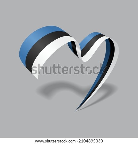 Estonian flag heart shaped ribbon. Vector illustration.