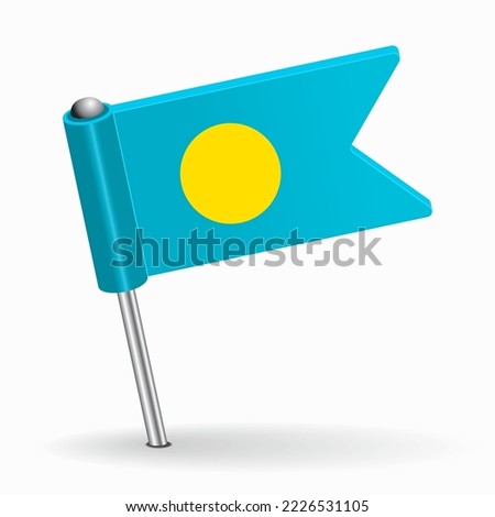 Palau flag map pointer layout. Vector illustration.