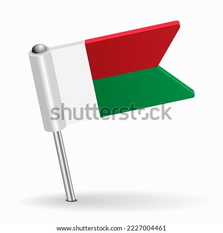 Madagascar flag map pointer layout. Vector illustration.