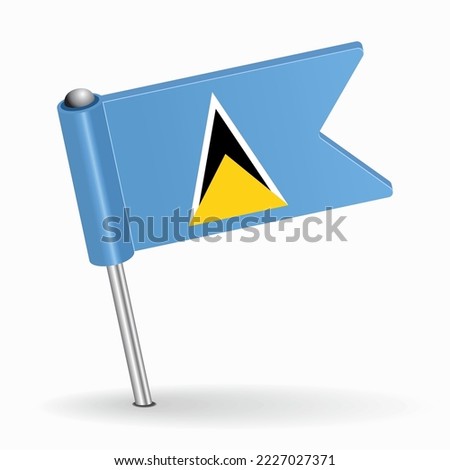 Saint Lucia flag map pointer layout. Vector illustration.