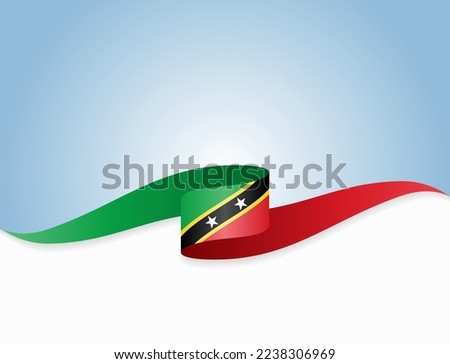 Saint Kitts and Nevis flag wavy background layout. Vector illustration.