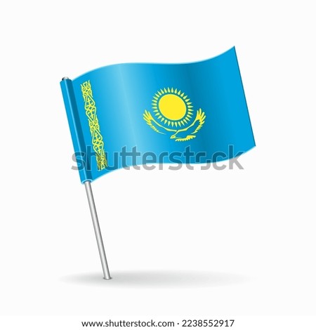 Kazakhstan flag map pin pointer layout. Vector.