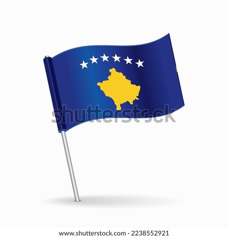 Kosovo flag map pin pointer layout. Vector.