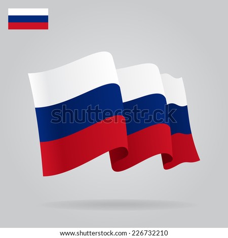 Flat and waving Russian Flag. Vector illustration