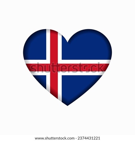 Icelandic flag heart-shaped sign. Vector illustration.