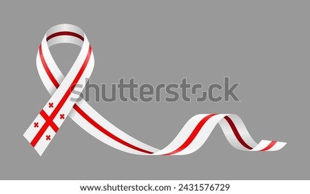 Georgian flag stripe ribbon wavy background layout. Vector illustration.