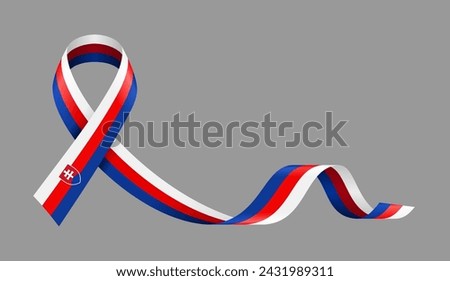 Slovakian flag stripe ribbon wavy background layout. Vector illustration.