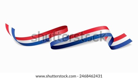 Dutch flag wavy abstract background. Vector illustration.