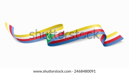 Comoros flag wavy abstract background. Vector illustration.