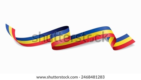 Romanian flag wavy abstract background. Vector illustration.