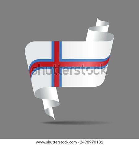 Faroe Islands flag wavy ribbon background. Vector illustration.